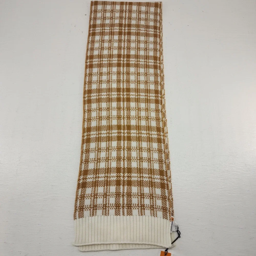 Timberland OS Wheat White Plaid Knit Winter Scarf Outdoor Gorpcore Unisex